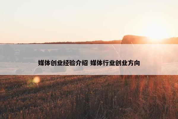 媒体创业经验介绍 媒体行业创业方向