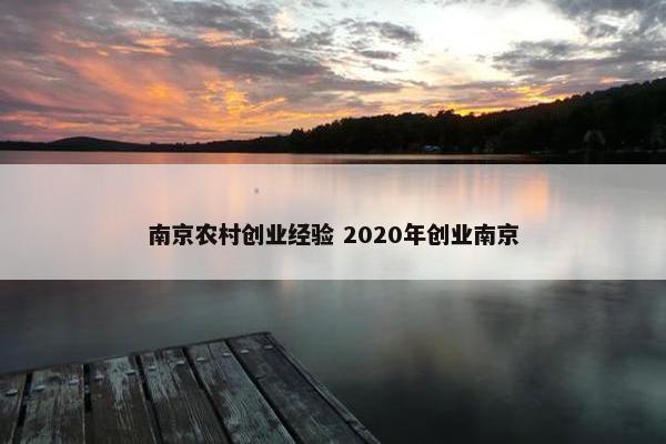 南京农村创业经验 2020年创业南京