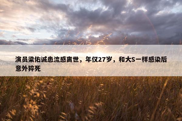 演员梁佑诚患流感离世，年仅27岁，和大S一样感染后意外猝死