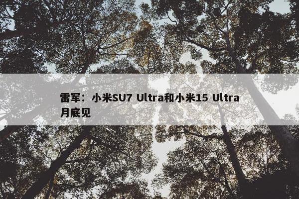 雷军：小米SU7 Ultra和小米15 Ultra月底见