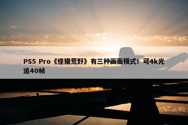 PS5 Pro《怪猎荒野》有三种画面模式！可4k光追40帧