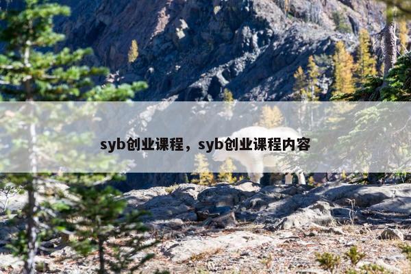 syb创业课程，syb创业课程内容