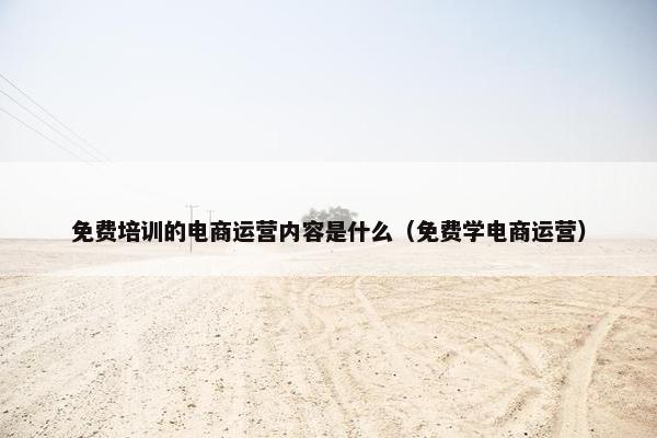 免费培训的电商运营内容是什么（免费学电商运营）