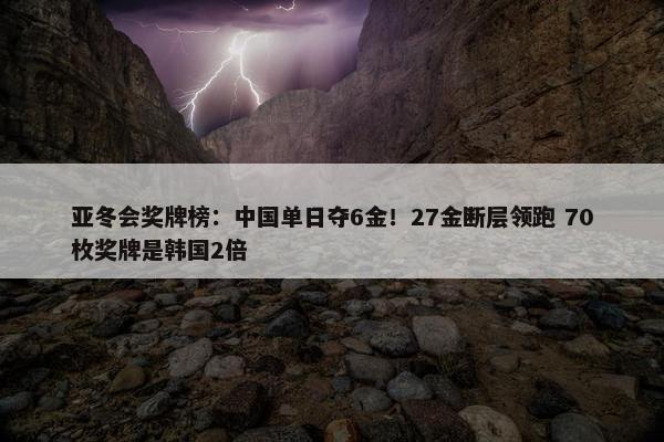 亚冬会奖牌榜：中国单日夺6金！27金断层领跑 70枚奖牌是韩国2倍