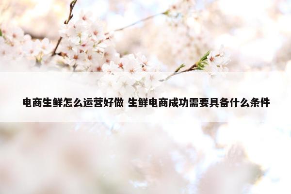 电商生鲜怎么运营好做 生鲜电商成功需要具备什么条件