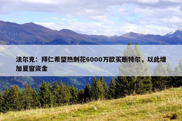 法尔克：拜仁希望热刺花6000万欧买断特尔，以此增加夏窗资金