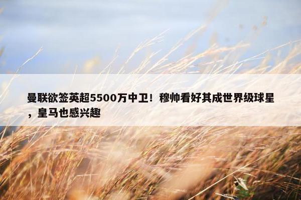 曼联欲签英超5500万中卫！穆帅看好其成世界级球星，皇马也感兴趣