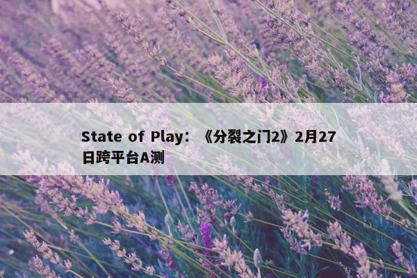 State of Play：《分裂之门2》2月27日跨平台A测