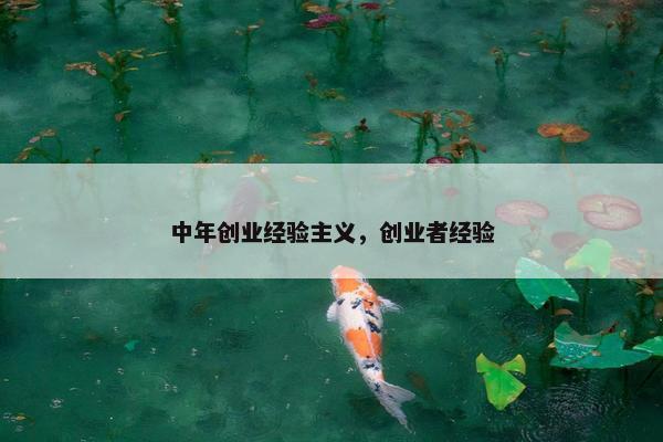 中年创业经验主义，创业者经验