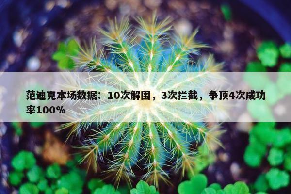 范迪克本场数据：10次解围，3次拦截，争顶4次成功率100%