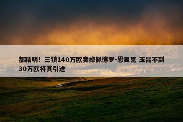 都精明！三镇140万欧卖掉佩德罗-恩里克 玉昆不到30万欧将其引进