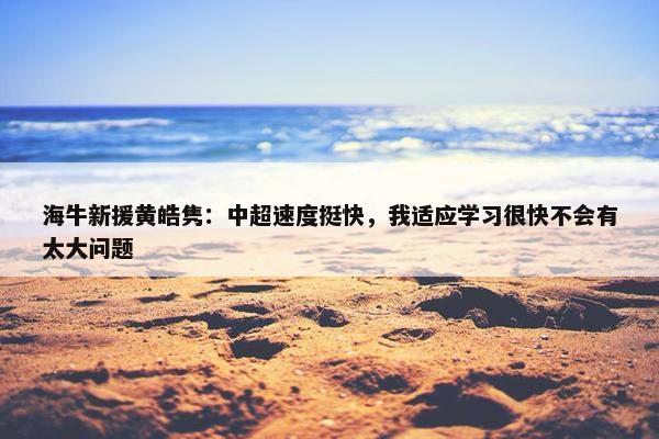 海牛新援黄皓隽：中超速度挺快，我适应学习很快不会有太大问题