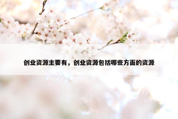 创业资源主要有，创业资源包括哪些方面的资源