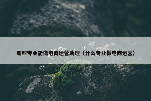 哪些专业能做电商运营助理（什么专业做电商运营）