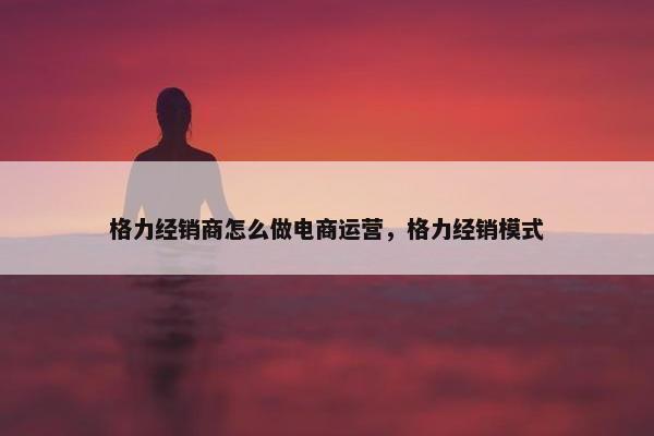 格力经销商怎么做电商运营，格力经销模式