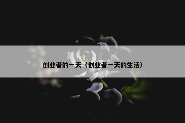 创业者的一天（创业者一天的生活）