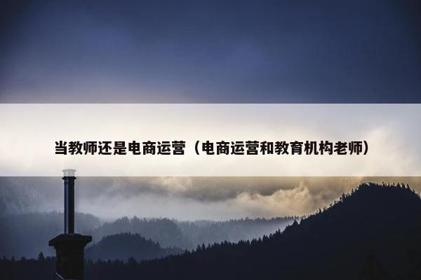 当教师还是电商运营（电商运营和教育机构老师）