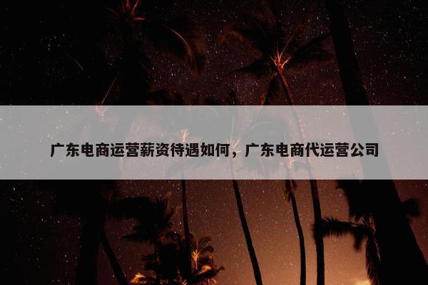 广东电商运营薪资待遇如何，广东电商代运营公司