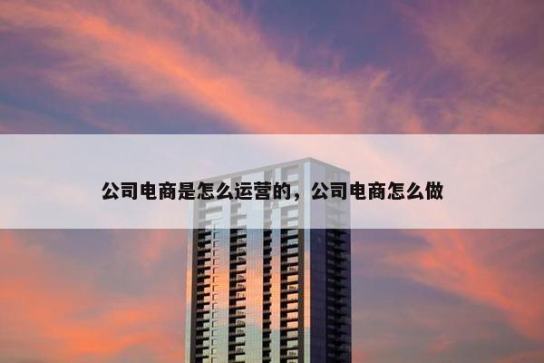 公司电商是怎么运营的，公司电商怎么做