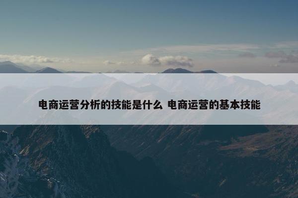 电商运营分析的技能是什么 电商运营的基本技能