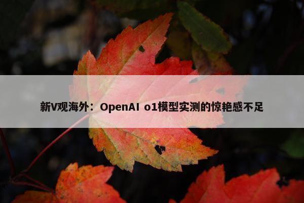 新V观海外：OpenAI o1模型实测的惊艳感不足