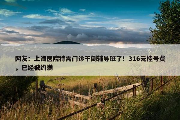 网友：上海医院特需门诊干倒辅导班了！316元挂号费，已经被约满