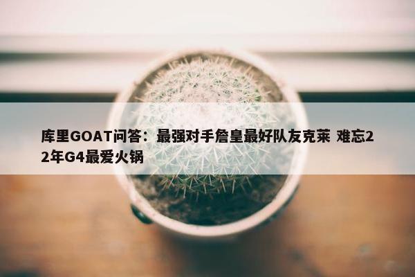 库里GOAT问答：最强对手詹皇最好队友克莱 难忘22年G4最爱火锅