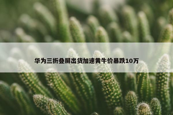 华为三折叠屏出货加速黄牛价暴跌10万