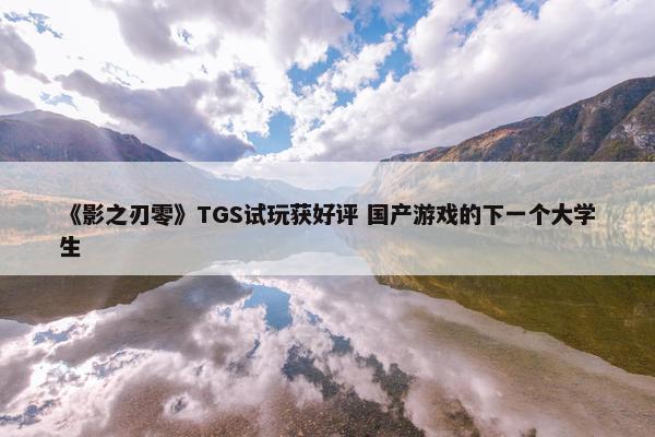 《影之刃零》TGS试玩获好评 国产游戏的下一个大学生