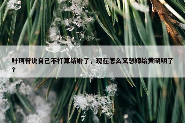 叶珂曾说自己不打算结婚了，现在怎么又想嫁给黄晓明了？