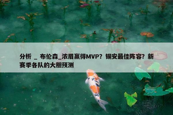 分析 _ 布伦森_浓眉赢得MVP？锡安最佳阵容？新赛季各队的大胆预测