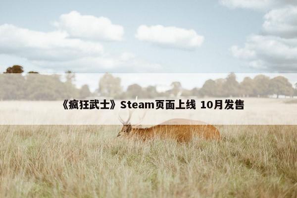 《疯狂武士》Steam页面上线 10月发售