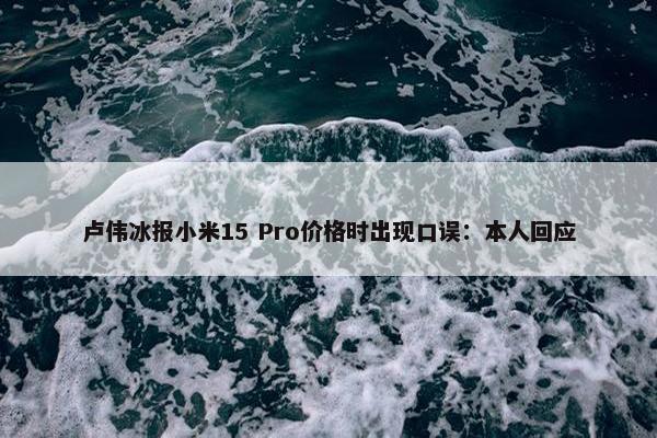 卢伟冰报小米15 Pro价格时出现口误：本人回应