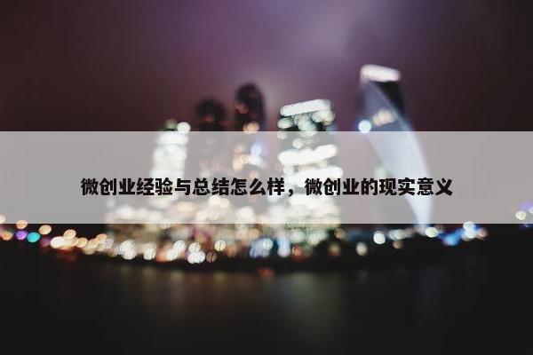 微创业经验与总结怎么样，微创业的现实意义