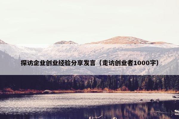 探访企业创业经验分享发言（走访创业者1000字）