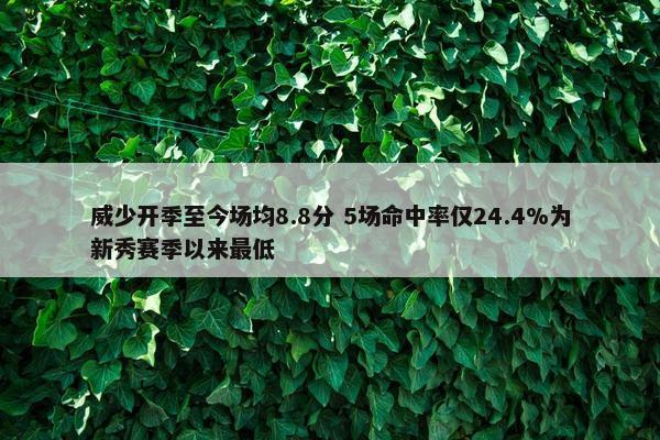 威少开季至今场均8.8分 5场命中率仅24.4%为新秀赛季以来最低