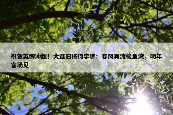 祝贺英博冲超！大连旧将何宇鹏：春风再渡梭鱼湾，明年客场见