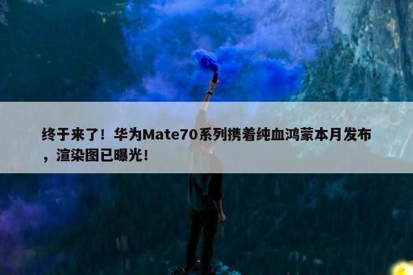 终于来了！华为Mate70系列携着纯血鸿蒙本月发布，渲染图已曝光！