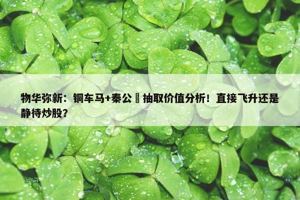 物华弥新：铜车马+秦公镈抽取价值分析！直接飞升还是静待炒股？