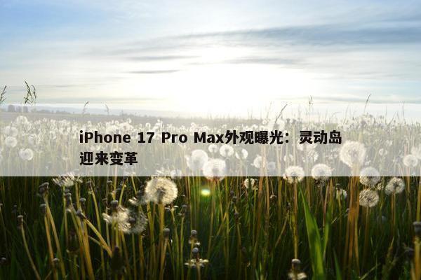 iPhone 17 Pro Max外观曝光：灵动岛迎来变革