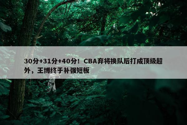 30分+31分+40分！CBA弃将换队后打成顶级超外，王博终于补强短板