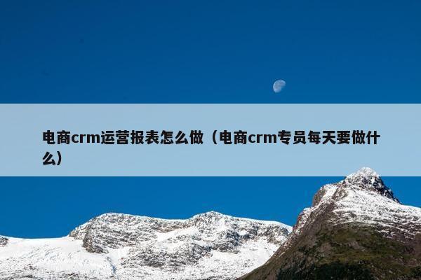 电商crm运营报表怎么做（电商crm专员每天要做什么）