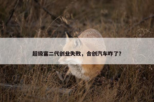 超级富二代创业失败，合创汽车咋了？