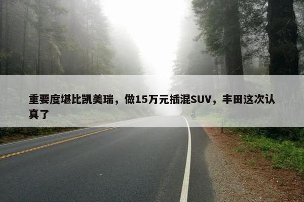 重要度堪比凯美瑞，做15万元插混SUV，丰田这次认真了