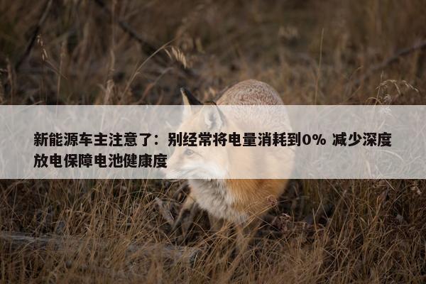 新能源车主注意了：别经常将电量消耗到0% 减少深度放电保障电池健康度