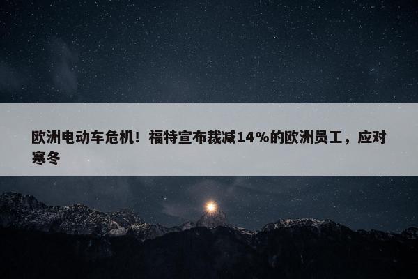 欧洲电动车危机！福特宣布裁减14%的欧洲员工，应对寒冬