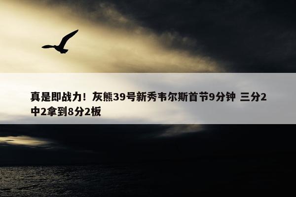 真是即战力！灰熊39号新秀韦尔斯首节9分钟 三分2中2拿到8分2板