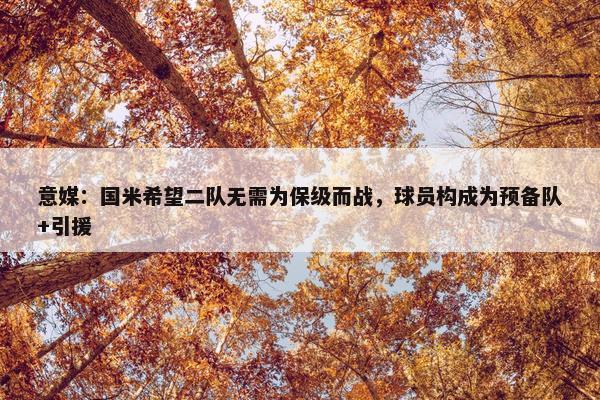 意媒：国米希望二队无需为保级而战，球员构成为预备队+引援