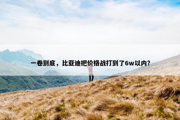 一卷到底，比亚迪把价格战打到了6w以内？