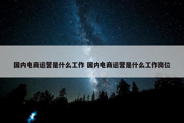 国内电商运营是什么工作 国内电商运营是什么工作岗位